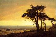 Albert Bierstadt The Sunset at Monterey Bay the California Coast oil painting artist